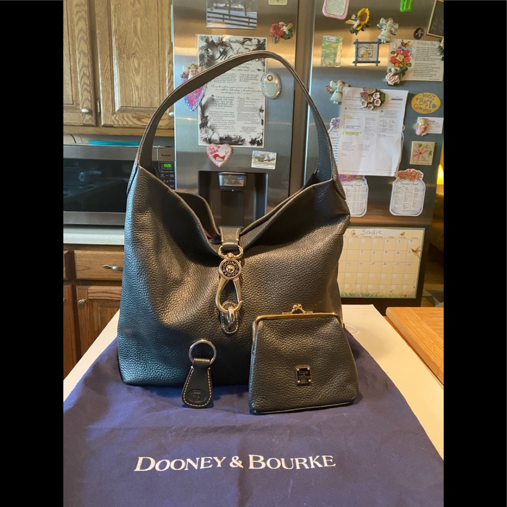 DB Belvedere Dark Gray Logo Lock Leather Hobo,Coin Purse, Key Fob & DB C…